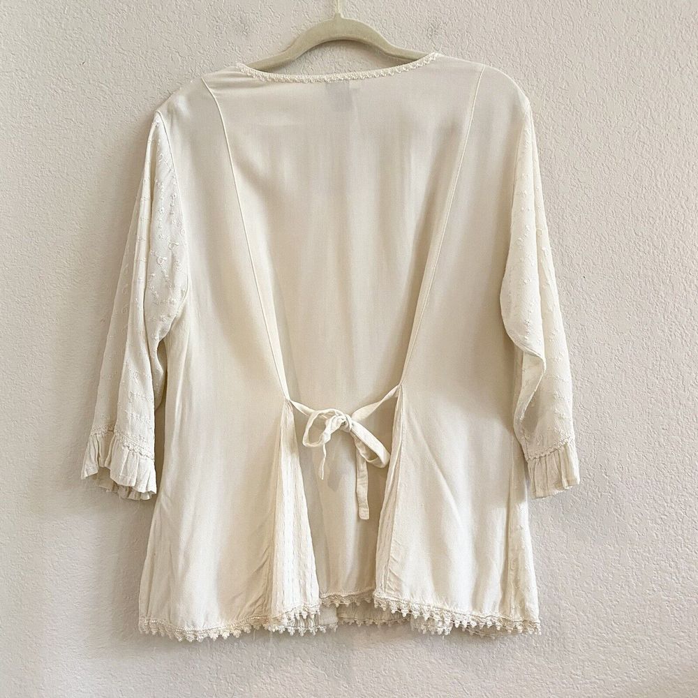 Scully Top Womens Extra Large Cream Heavy Embroidery Western Romantic Feminine - Picture 8 of 8